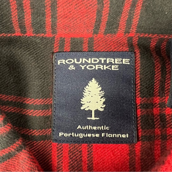 Roundtree & Yorke Portuguese Flannel Shirt Mens Size LT Tall Plaid Red Black NWT - Picture 6 of 12